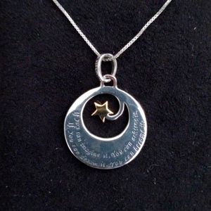 NIB Inspirational Star Moon Celestial Sterling Silver Goldtone Accent Necklace